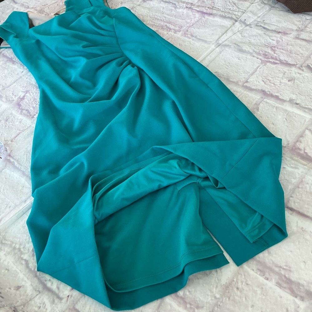 Calvin Klein Teal Cap-Sleeve Sheath Dress - Picture 6 of 9